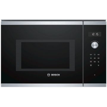 Cuptor cu microunde Bosch incorporabil BFL554MS0, 25 L, 900 W, 7 programe automate, Negru/Inox